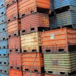 ITEM #172 - STEEL STACKABLE SOLID BINS  33.5" x 44" x 31" o/h