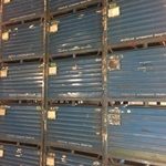 Item #842: Steel Corrugated Bins, 2 gates on 45" end, 45" x 48" x 34" o/h, (24" ID).
