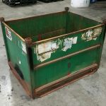 Item #856: Steel Bins, Mesh Floors, 2 gates on 48" sides, OD: 48.5" x 36.5" x 34" o/h, ID: 46" x 33" x 27" ID.