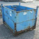 Item #916: Steel Bins, OD: 59.75" x 47.75" x 46" o/h, ID: 57.25" x 39.25" x 36" ID, 1 gate on 59" side.