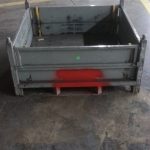 Item #1085: Steel Bins OD: 48" x 45" x 23.5" o/h, ID: 44" x 41" x 14" ID, 4 gates