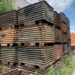 Item #2076: Steel Corrugated Bins 37" x 55" x 32" o/h, (27" ID), 4 Lifting Lugs, Rotatable.