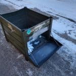 Item #2142: Steel Bins with 1 flip down chute on 36" side, 30" x 36" x 30" OA ht.
