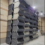 Item #2155: Steel Corrugated Hopper Bins 42" x 30" x 24" OA ht, Rotatable, no gates.