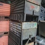Item #2332: Steel Corrugated Bins 25" x 42" x 28" OA h, 20" inside ht, 2 way entry.