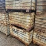 Item #2381: Steel Corrugated Bins 36" x 48" x 29" OA ht, (24" inside ht)), 2 way entry., Rotatable.