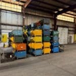 Item #2508: Steel Hopper Bins 30" x 39" x 26" OA ht, (20" inside ht).