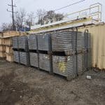 Item #2521: Steel Corrugated Bins 44" x 38" x 41" OA ht to rim, 47" incl. loop.